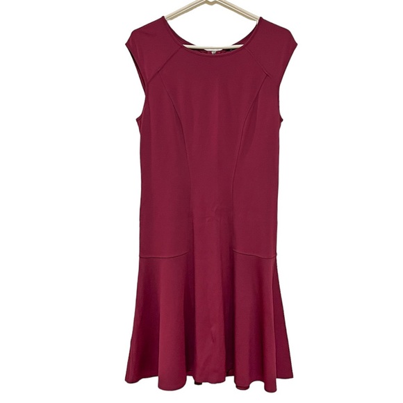 Ann Taylor Ponte Cap Sleeve Flounce Dress - Picture 2 of 6